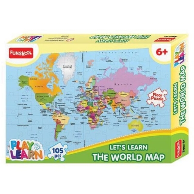Picture of Funskool 105 Pieces Puzzle Play & Learn-World Map Educational For 6 Year Old Kids And Above