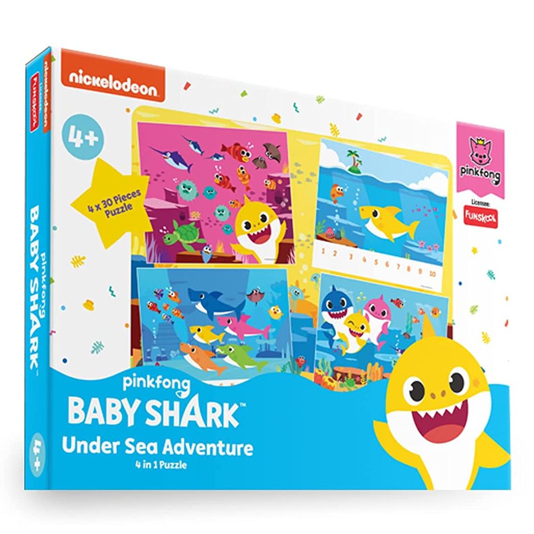 Picture of FUNSKOOL 4in1 Puzzle Nickelodeon Pinkfong Baby Shark My First Puzzle 3 in 1 Kids Under Sea Adventure Game