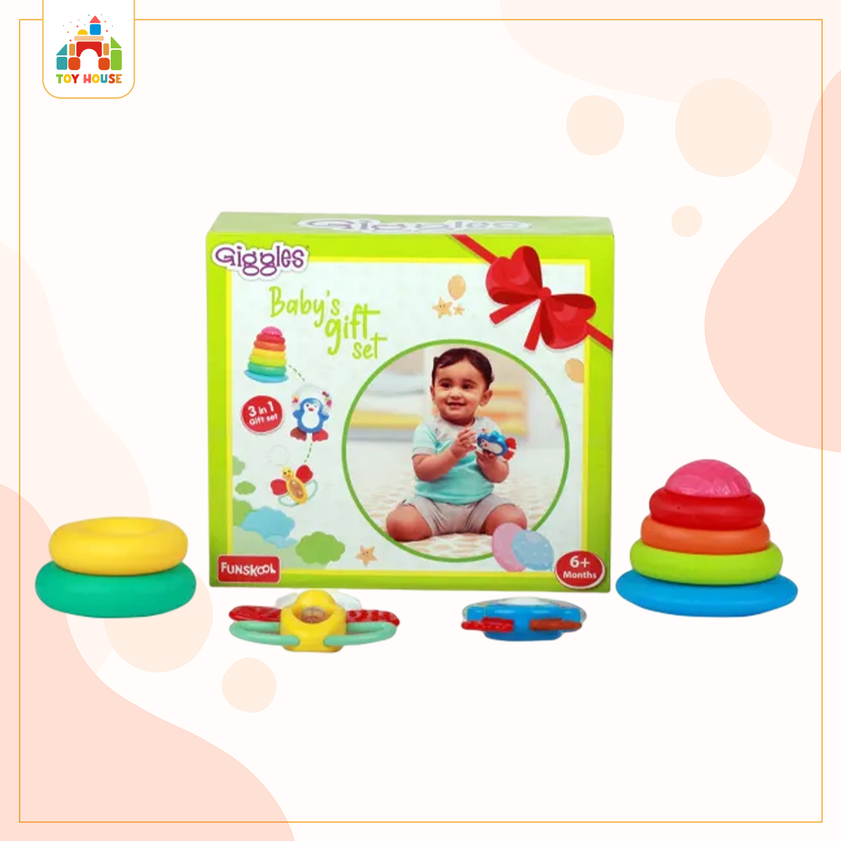 Picture of Funskool Giggles Baby's Gift Set With The Cute Rattle and the stacking make the perfect Toy