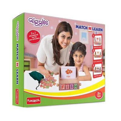 Picture of Giggles -Match n Learn to Read Wooden Educational Spell and Identify Pictures Preschool Toy 3 Years and Above.