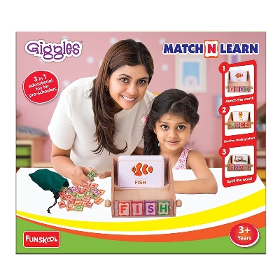 Picture of Giggles -Match n Learn to Read Wooden Educational Spell and Identify Pictures Preschool Toy 3 Years and Above.
