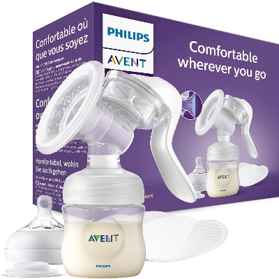Picture of Philips Avent Comfort Manual Breast pump, Natural Motion technology, combines suction and nipple stimulation, soft cushion adapts to all size, SCF430/01