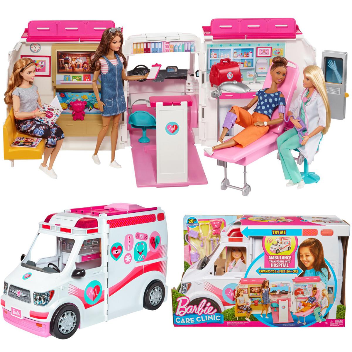 Picture of Barbie Care Clinic Playset ​​​ with more than 20 accessories Emergency transforms into a hospital of more than 2 feet with lights and sounds-FRM19