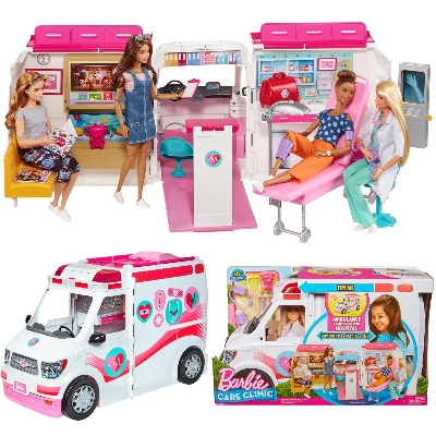 Picture of Barbie Care Clinic Playset ​​​ with more than 20 accessories Emergency transforms into a hospital of more than 2 feet with lights and sounds-FRM19