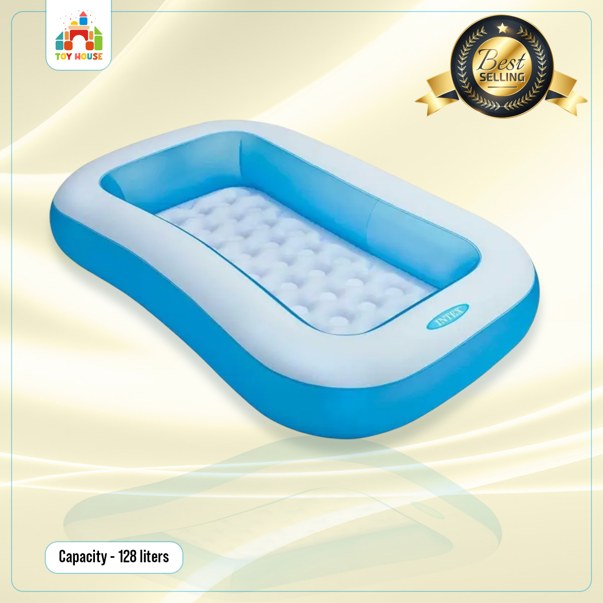 Picture of Intex 57180 Rectangular Swimming Pool, White Blue, 203 x 152 x 48 cm, 540 Liters