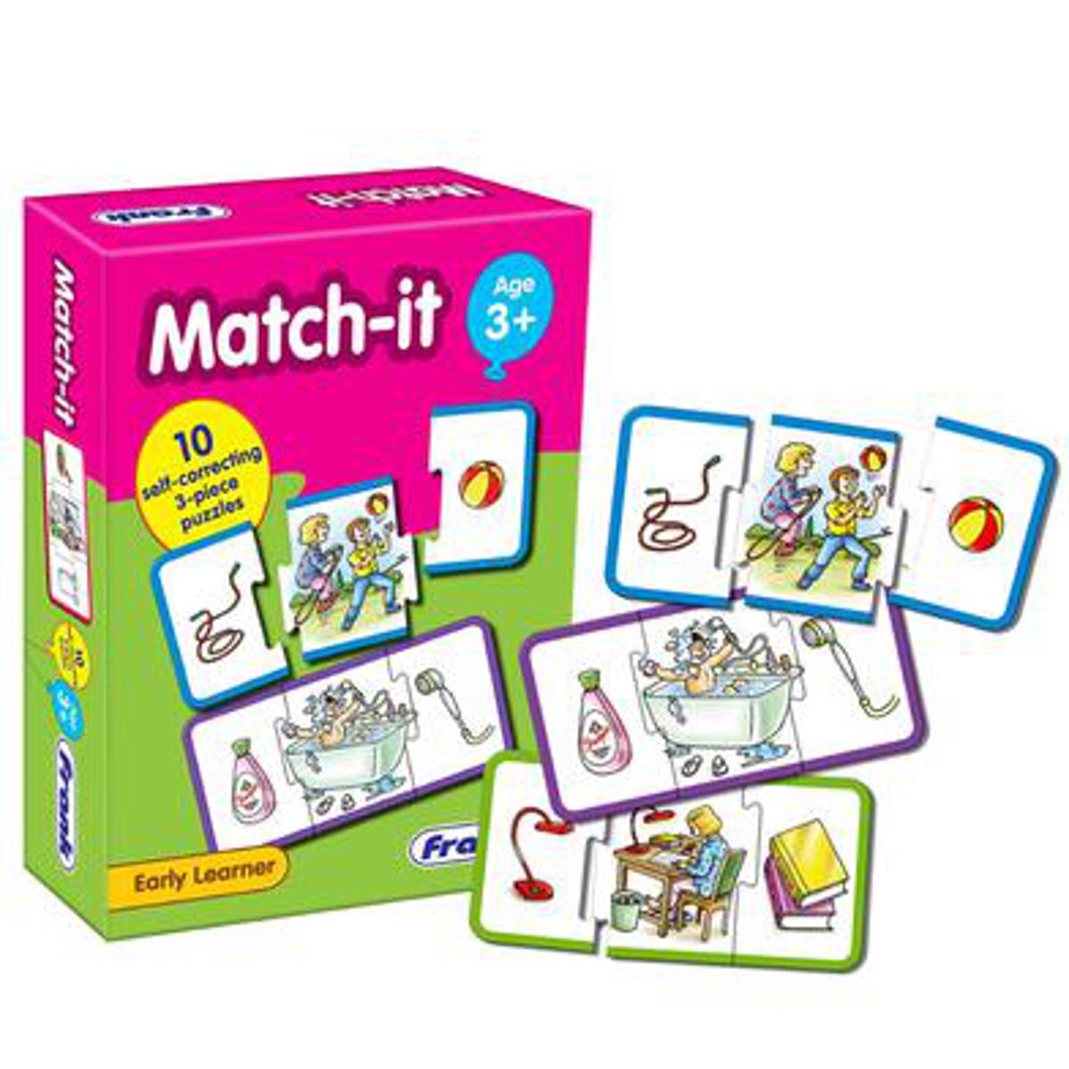 Picture of MATCH-IT 30 Pieces 10 Self-Correcting 3-Piece Puzzles Early Learner Educational Jigsaw Puzzle-10339
