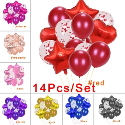 Picture of 14Pcs Party Foil+Latex+Confetti Balloon Set