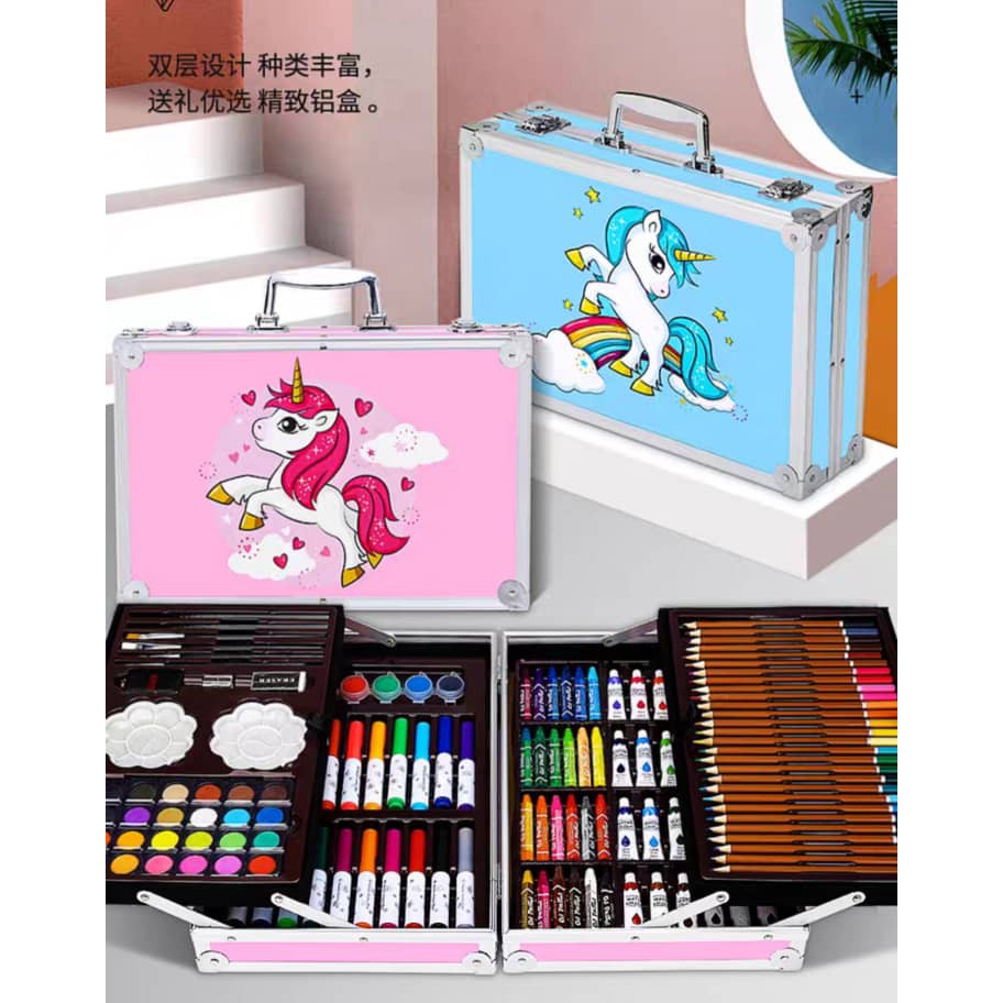 Picture of 145 PCS/SET Of Aluminum Box Stationery Set Painting Set Drawing Color Pencil Crayons Etc Painting Tools