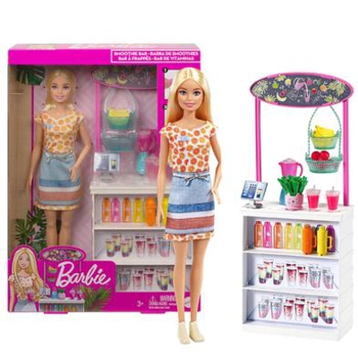 Picture of Barbie GRN75​ Smoothie Bar Playset with Blonde Doll, Smoothie Bar & 10 Accessories