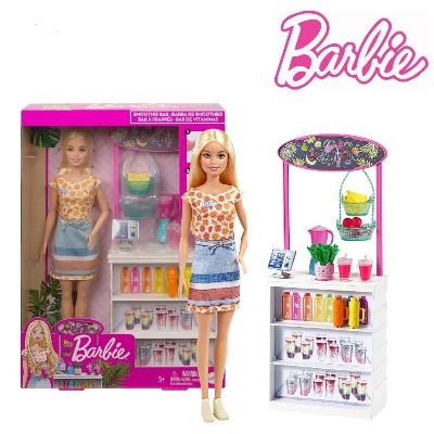 Picture of Barbie GRN75​ Smoothie Bar Playset with Blonde Doll, Smoothie Bar & 10 Accessories