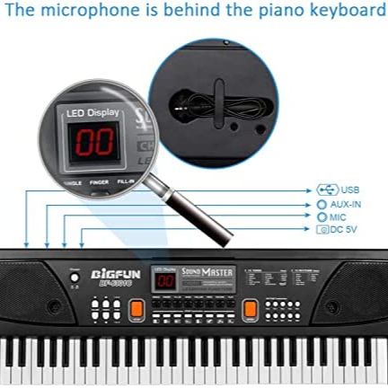 Picture of Keyboard Piano for Kids, Kids Piano 61 Keys Portable Pianos Keyboards with Microphone MP3 Function Led Display Musical Toys for 3-12 Years Old Boys Girls Kid