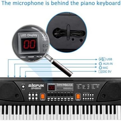 Picture of Keyboard Piano for Kids, Kids Piano 61 Keys Portable Pianos Keyboards with Microphone MP3 Function Led Display Musical Toys for 3-12 Years Old Boys Girls Kid
