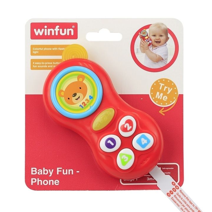 Picture of Cell Phone Toy for Babies, Kids Phone with Music, Flashing Light and 4 Buttons Musical with 8 Songs and Pretend Play for Baby Fun Phone -Winfun 000638