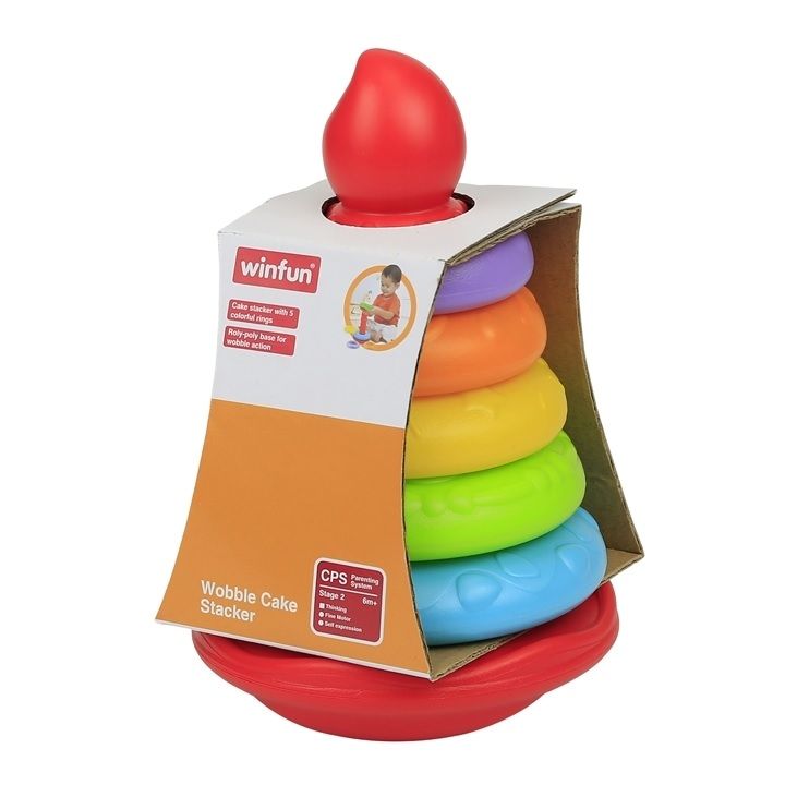 Picture of Winfun Wobble Cake Stacker Rainbow Stacker for Educational Learning Block Puzzle-000774