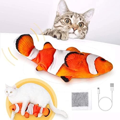 Picture of Electric Moving Fish Cat Toy, Realistic Plush Simulation Electric Wagging Fish Cat Toy Catnip Kicker Toys, Funny Interactive Pets Pillow Chew Bite Kick Supplies for Cat Kitten Kitty (Carp)