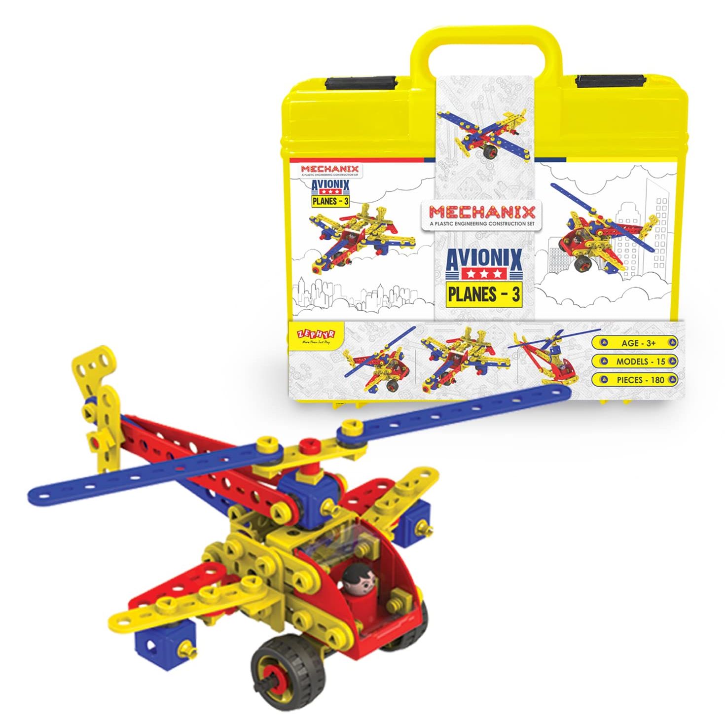 Picture of MECHANIX Boy's and Girl's Plastic Planes 3, 15 Models Educational, Stem Learning, Building and Construction Toy 02009