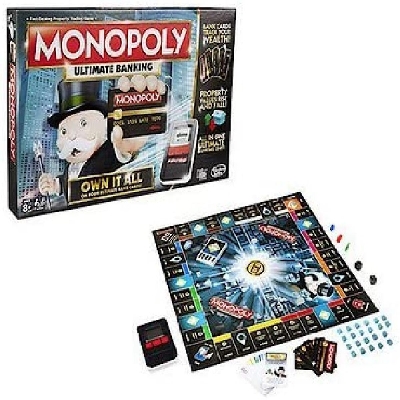 Picture of New Monopoly bord game Super Electronic Banking Board Game, Electronic Banking Unit, Choose Your Rewards, Cashless Gameplay Tap Technology, for Ages 8 and Up,Box English electronic monopoly