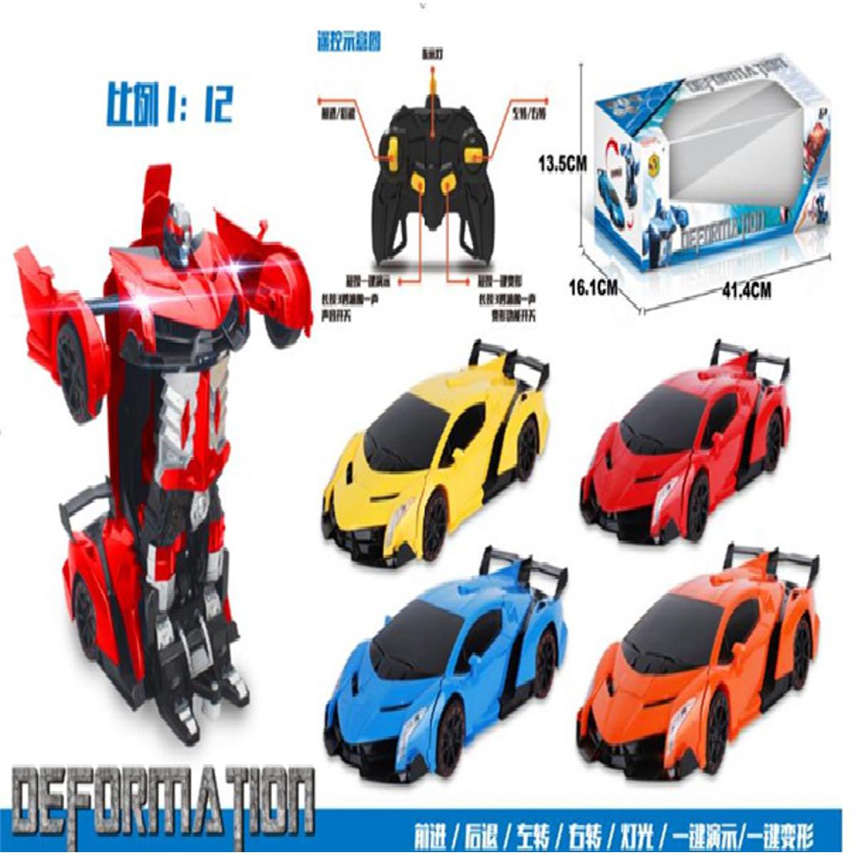 Picture of 1: 12 remote control deformation simulation vehicle, New Transformation Car Toy Lamborghini Car Robot for Kids, RC Car One Button Transforms into Robot, t for boy girl kids
