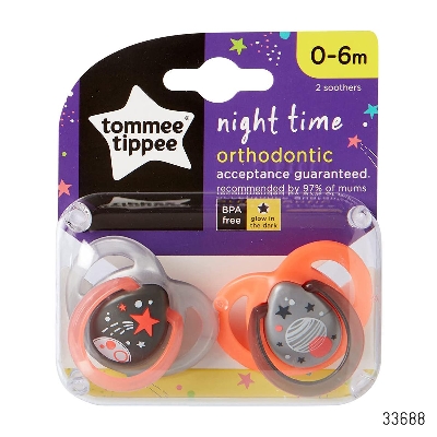 Picture of Tommee Tippee Night Time Soothers 0-6m, 6-18m & 18-36m.