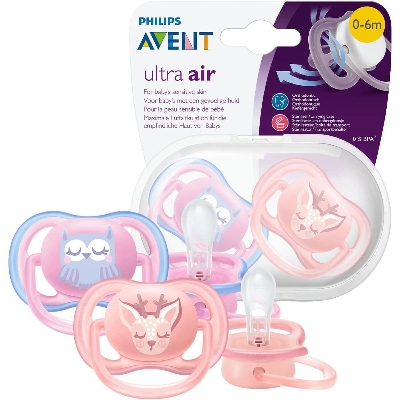 Picture of Philips Avent Ultra Air Pacifier 2 Pack - BPA-Free Dummy for Babies From 0-6 Months (model SCF085/02)