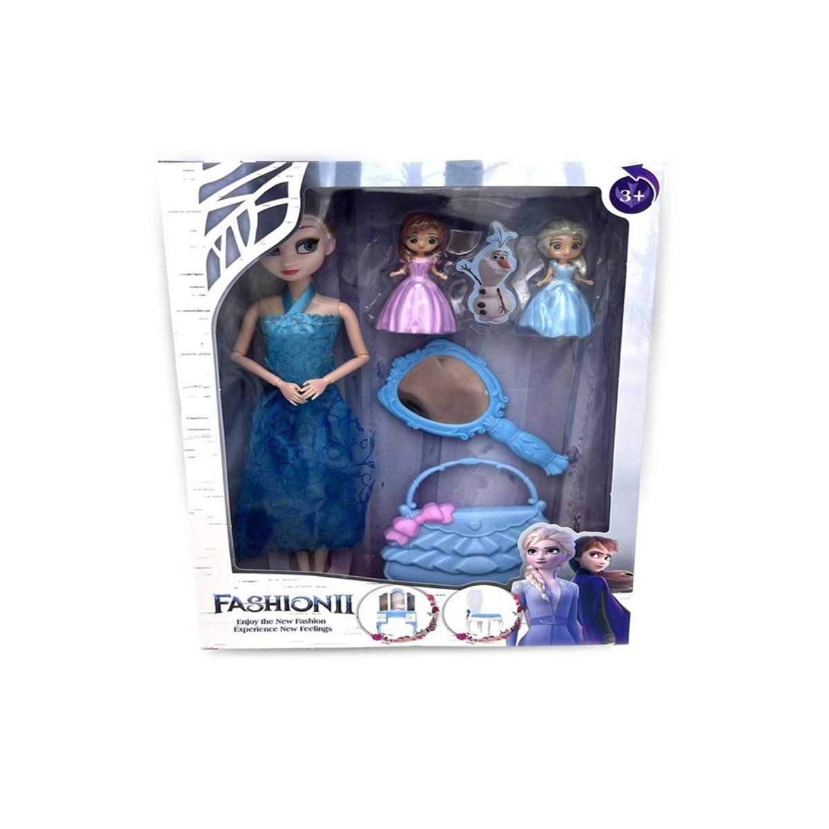 Picture of 11.5 inch solid movable joint doll with 2pcs doll mirror handbag