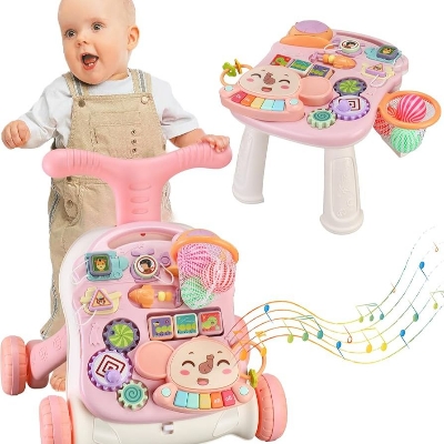 Picture of QDRAGON Walker for Baby Girl, Baby Push Walkers for Babies, 3 in 1 Push Toys for Babies Learning to Walk, Baby Walker Table and Activity Center, Early Learning Toy for Kids Infant 6-12 Months, Pink