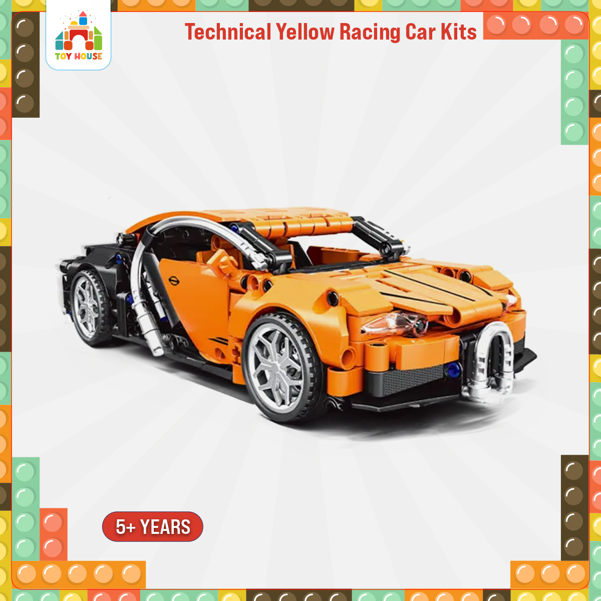 Picture of Technical Yellow Racing Car Building Blocks Boys Super Cool Sports Car Toys For Kids 441Pcs 5-9 Years With Return Function WOMA