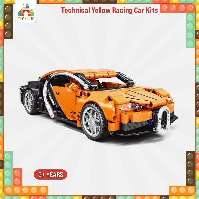 Picture of Technical Yellow Racing Car Building Blocks Boys Super Cool Sports Car Toys For Kids 441Pcs 5-9 Years With Return Function WOMA