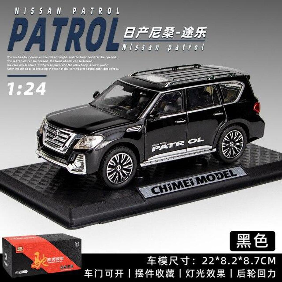 Picture of 1:24 Nissan Patrol SUV Diecast Alloy Car ChiMei Luxurious Simulation Toy Vehicles Metal Car 6 Doors Open Model Car Sound Light Toys For Gift