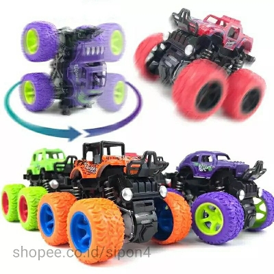 Picture of 4 Pack Monster Truck Toys for Boys Girls, Inertial Pull Back Vehicle Sets, Friction Driven Push and Go Toy Cars, Christmas Gift, Birthday Party Supplies for Toddlers Ages 3+