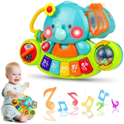 Picture of Multifunctional Musical Toys Elephant Piano  Light Up Learning Educational Toys