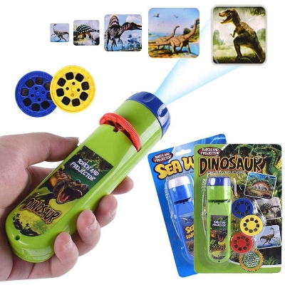 Picture of Torch Projector Projection Lighting Story Torches Light Toy Slide Lamp Educational Learning Bedtime Night Light for Kids 3 4 5 6 Years Old (48 Images - Dinosaur & Sea World)