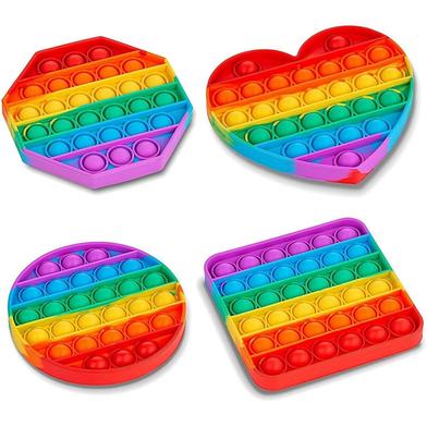 Picture of Pop It Rainbow Colour Fidget Sensory Toys Pop, Autism Special Needs Stress Relief Silicone Pressure Relieving Toys, Heart Shape, Circle, Hexagon and Square Squeeze Toys for Kids Children Adults 1pes