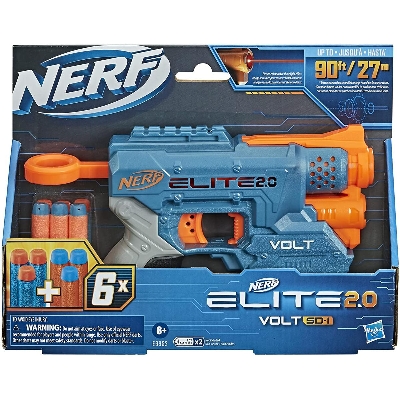Picture of NERF Elite SD-1 2.0-Volt Blaster, 6 Official Darts, Light Beam Target, 2-Dart Storage, 2 Tactical Rails to Customize for Battle