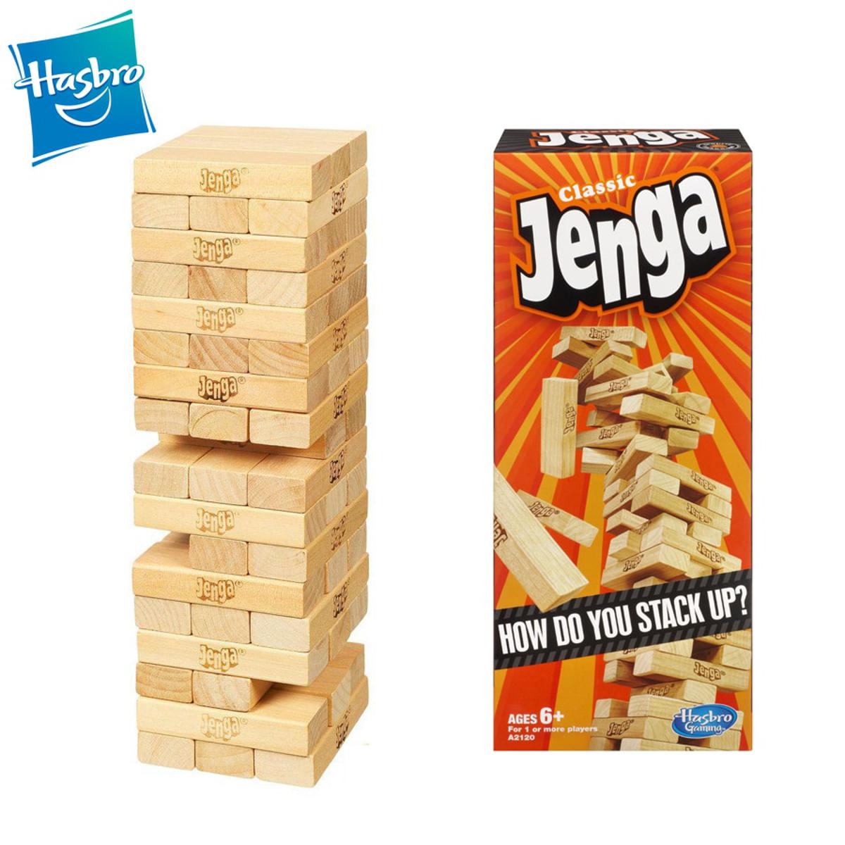 Picture of Hasbro Classic Jenga stack crashing game How will you stack up against the law of gravity?