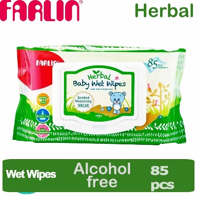 Picture of Farlin Herbal Baby Wet Wipes 85 pcs Moisturizing Gentle & Mild Non Fluorescence