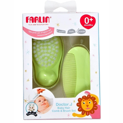 Picture of Farlin Baby Hair Comb and Brush Set with Soft Bristles for Baby's Tender Scalp