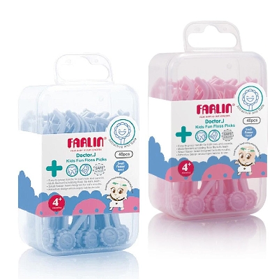 Picture of Farlin Children's Safety Dental Floss Picks 40pcs Made In Taiwan 3M With Storage Box