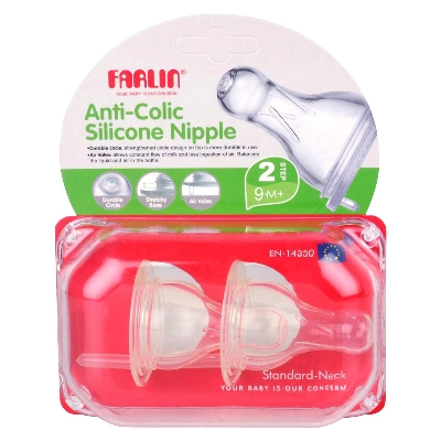 Picture of Anti Colic Silicone Nipple for 0M, 3M, 9M Baby Standard Neck 2 Pcs Pack