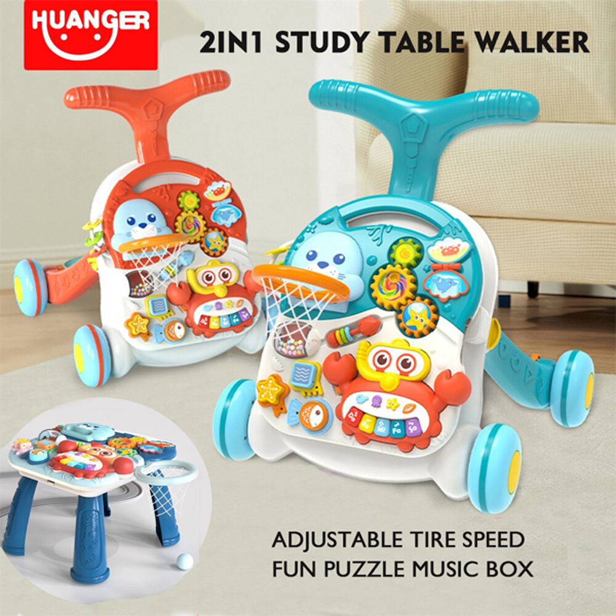 Picture of Huanger 2 in 1 walker and active table multifunctional baby with music Gift for Baby