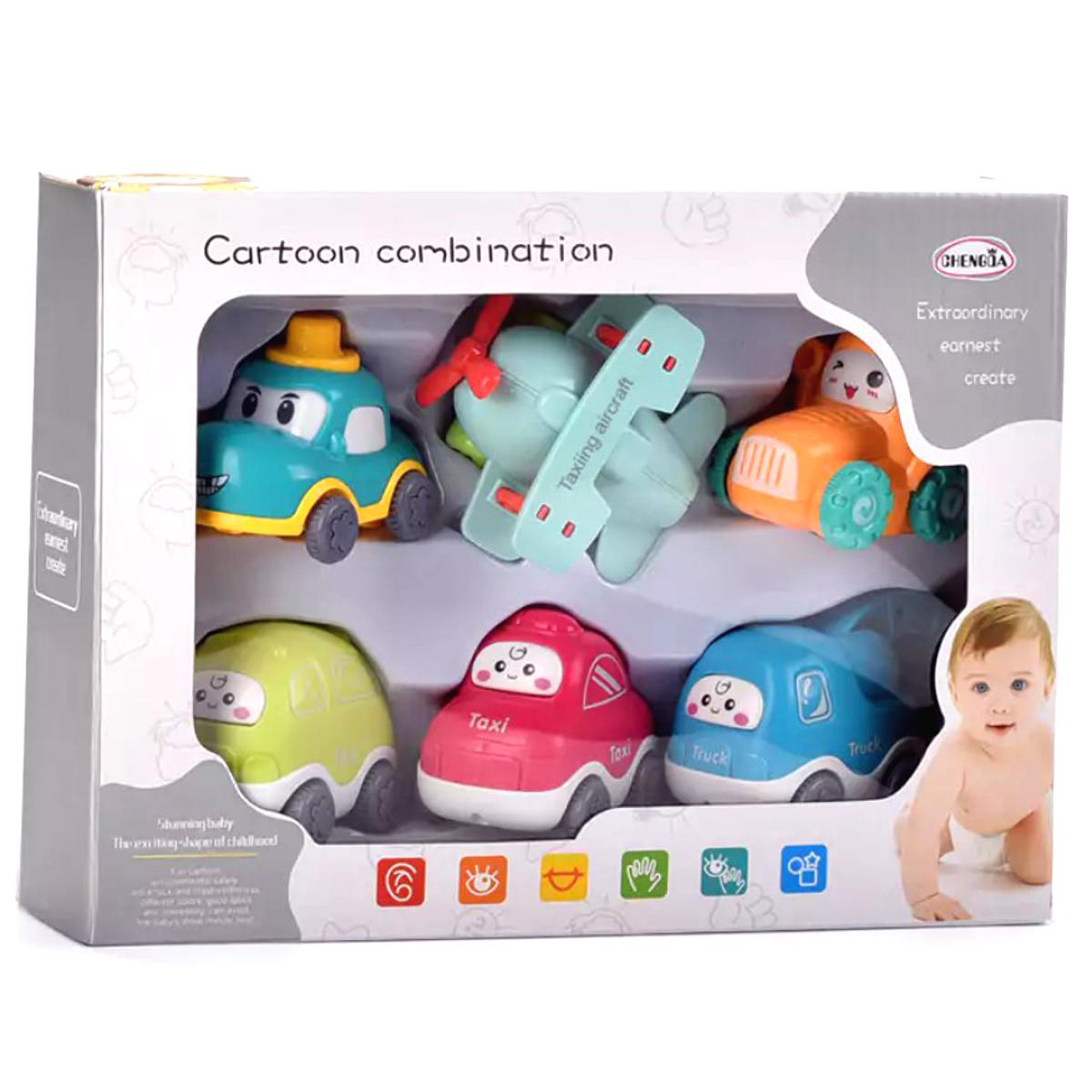 Picture of 6 Pcs Cartoon Car Set Toy for Baby & Toddler Unbreakable