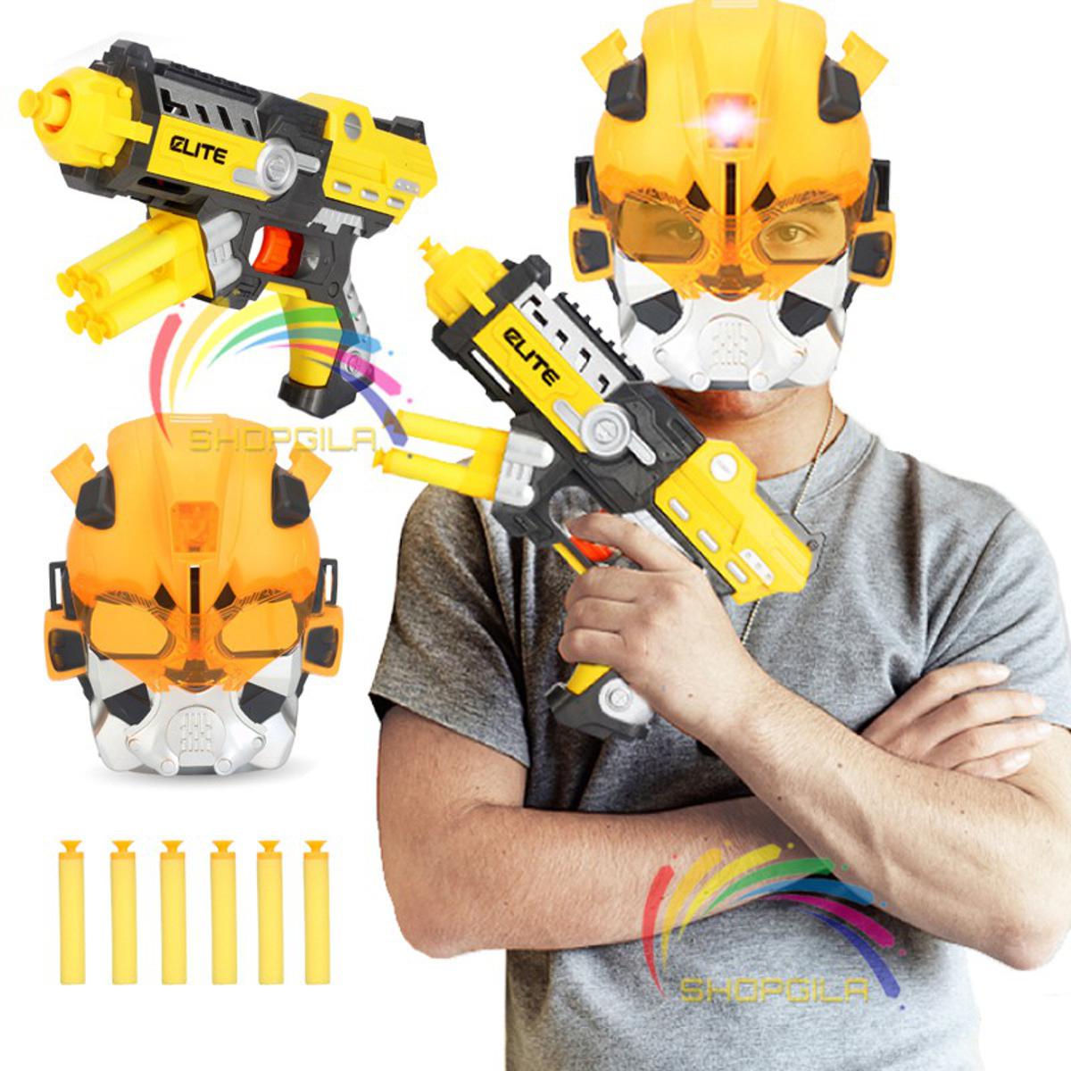 Picture of Nerf Soft Dart Blaster Toy Bumblebee Nerf Style Blaster with Mask Darts & Target Board
