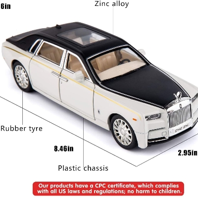 Picture of 1:24 Rolls Royce Phantom Diecasts Alloy Car Luxurious Simulation Toy Vehicles Metal Car 6 Doors Open Model Car Sound Light Toys For Gift