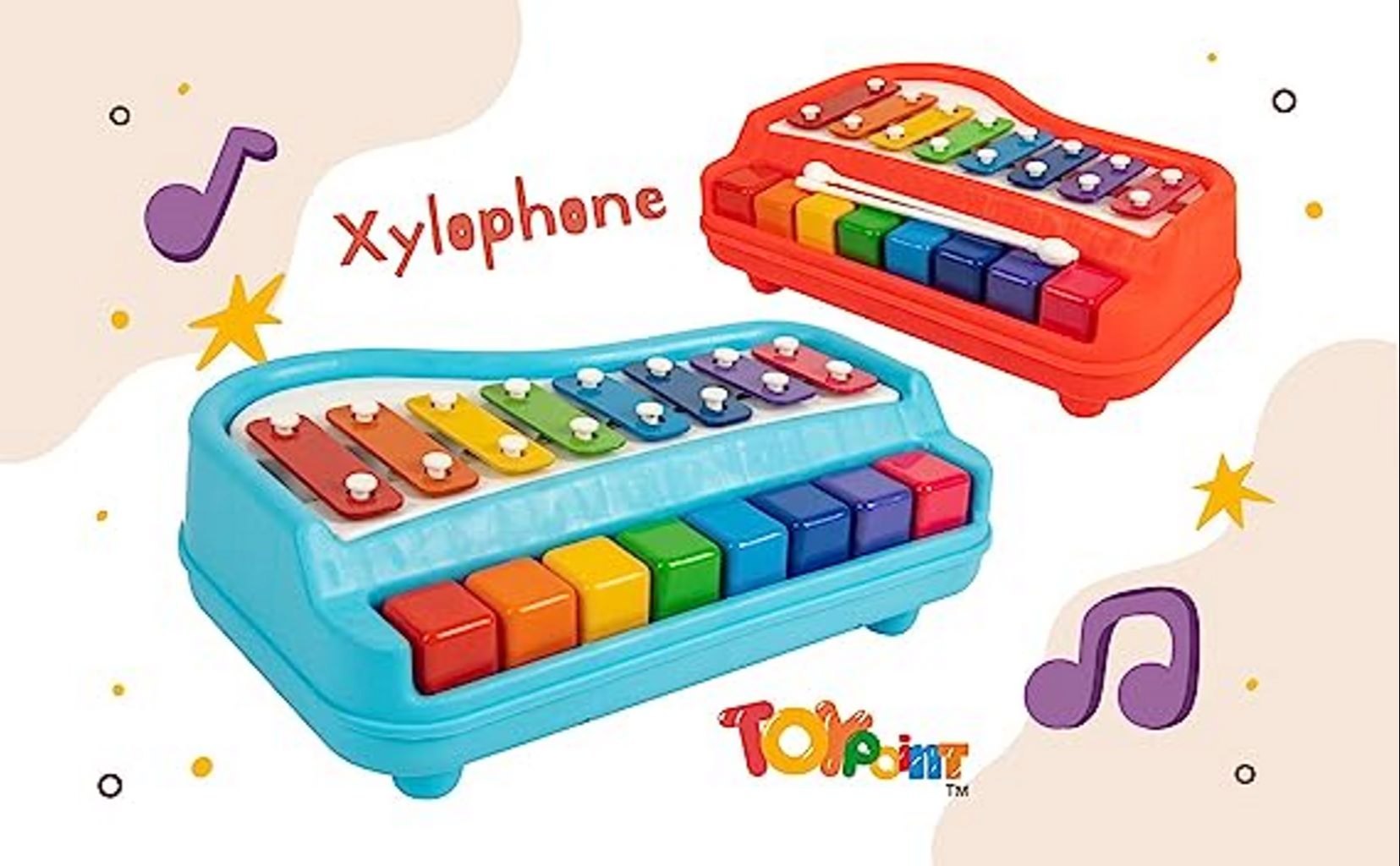 Picture of Huanger Kids Piano Xylophone 8 Keys Musical Organ Toys for children Early Learning with Drum Sticks