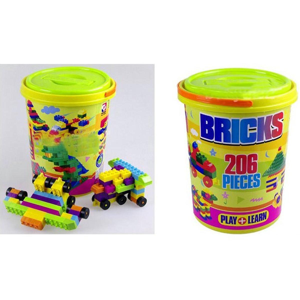 Picture of 206 Pcs Building Blocks Puzzle Blocks for Kids Bucket to Store the item