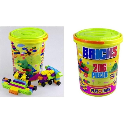 Picture of 206 Pcs Building Blocks Puzzle Blocks for Kids Bucket to Store the item