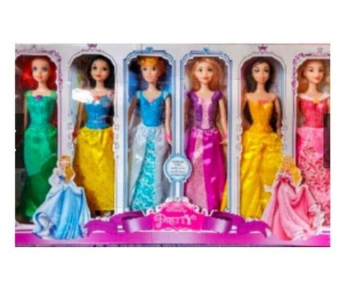 Picture of 6 pcs Barbie Princess Doll set with Beautiful princess dress 30 cm doll