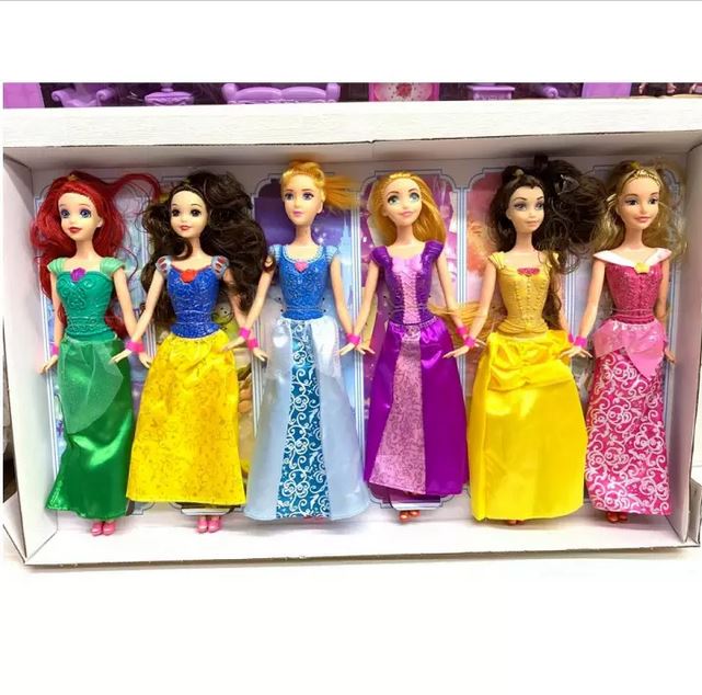 Picture of 6 pcs Barbie Princess Doll set with Beautiful princess dress 30 cm doll