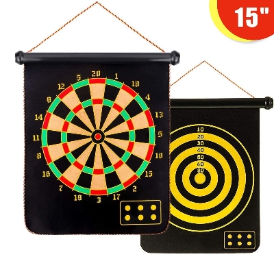 Picture of Magnetic Dart Board, 15" Double-Sided Magnetic Dart Game Set with 6 Darts Flights Safe Indoor & Outdoor Games Toy Gift for Kids and Adults