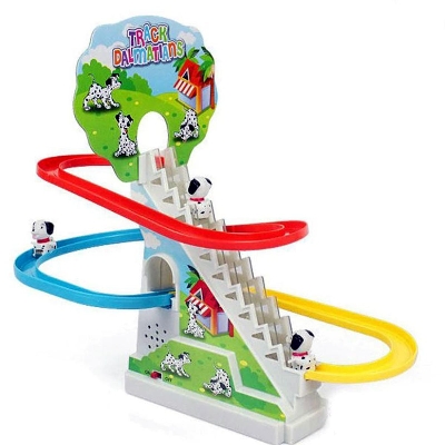 Picture of Electric Rotary Slide Track Children's Toys Musical Educational Toys for Children Small Dog Will Climb the Stairs